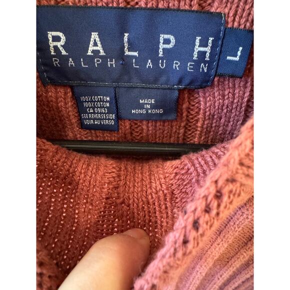 Ralph Lauren Pink Rose Mauve Ribbed Sweater Mock Neck Sweater Size L - Picture 2 of 4